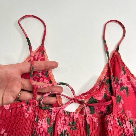 PERRY WALKER Annie Maxi II Floral Pink Boho Tassel Long Ruffle Tiered Maxi Dress - Picture 11 of 15